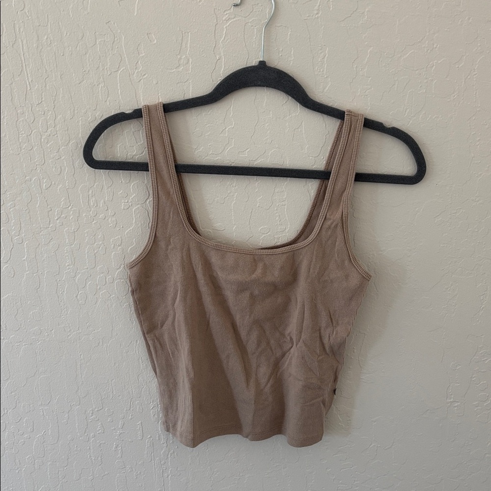 ABERCROMBIE Essentials Ribbed Tank Taupe